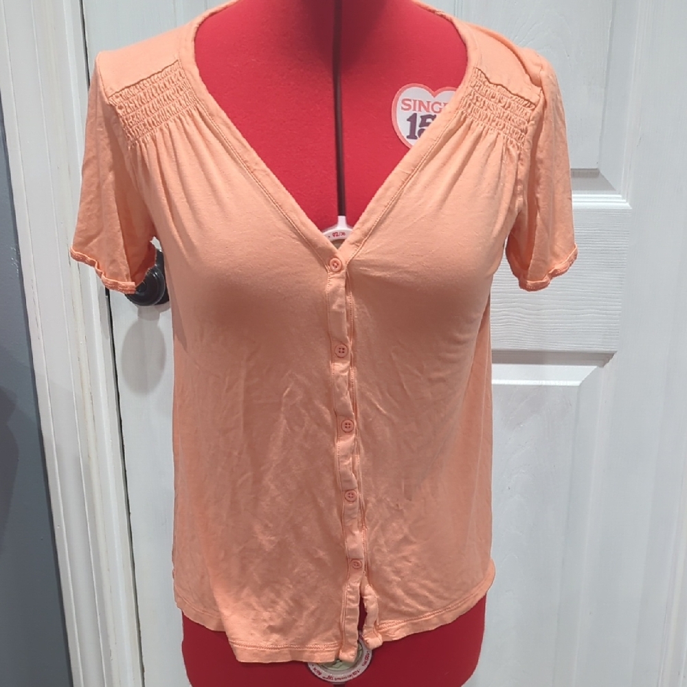 Old Navy Light Orange Button-Up Blouse